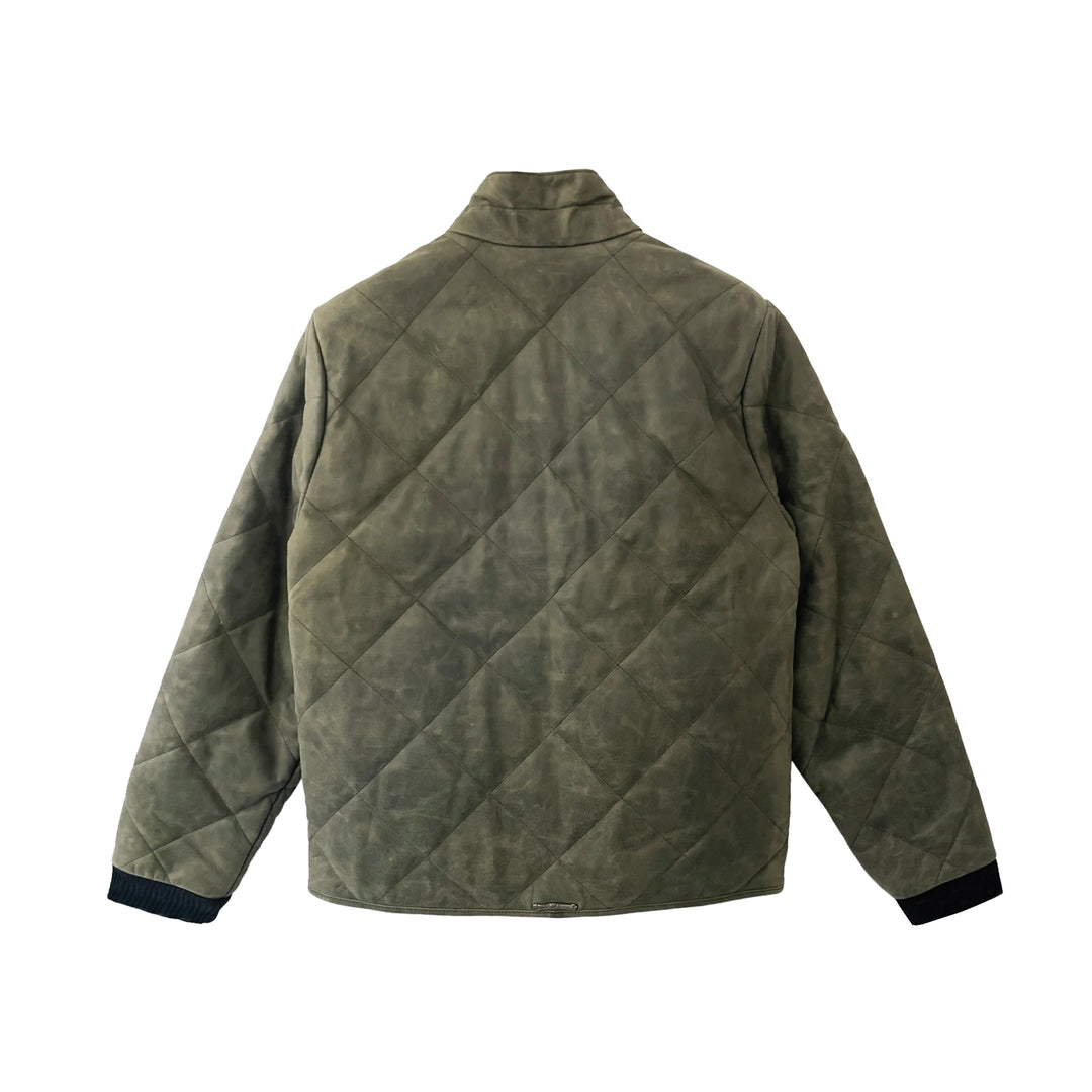 Chrome Hearts Olive Leather Quilted Puffer Down Jacket - SHENGLI ROAD MARKET