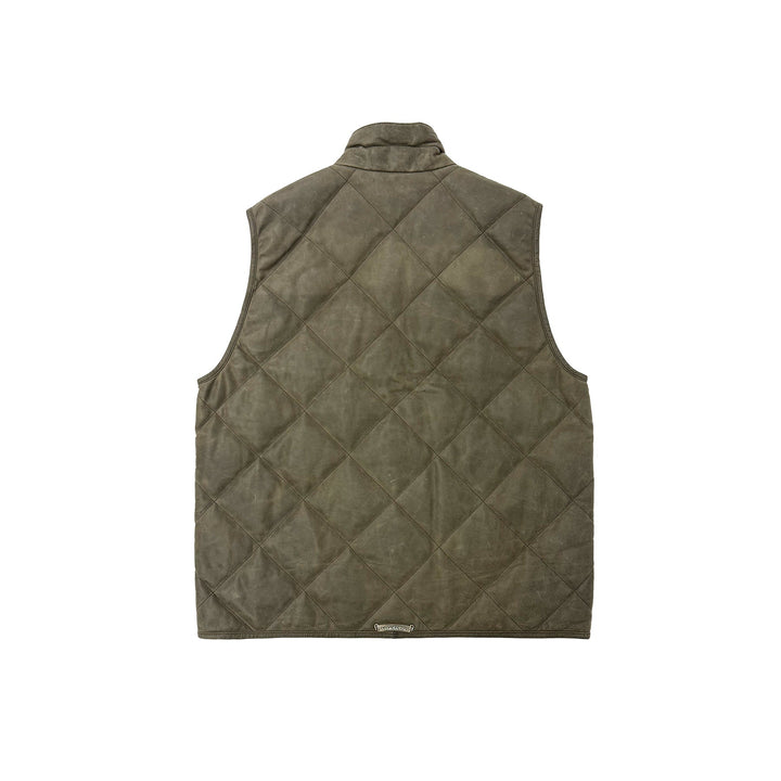 Chrome Hearts Olive Quilted Leather Down Vest - SHENGLI ROAD MARKET