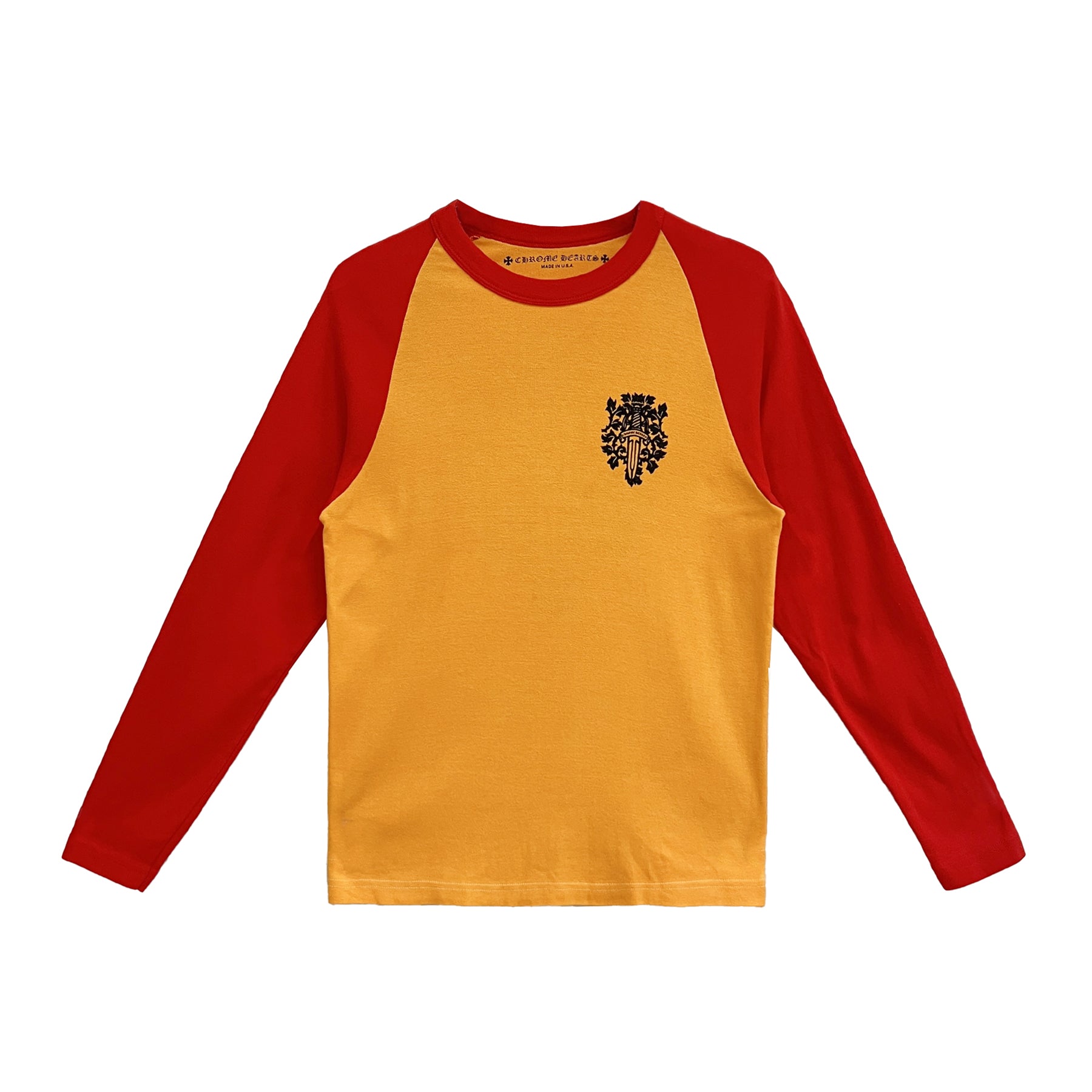 Chrome Hearts ロングTシャツ オレンジ Sサイズ フローラルクロス Chrome Hearts Orange & Red Dagger Long Sleeve Tee - SRM – SHENGLI