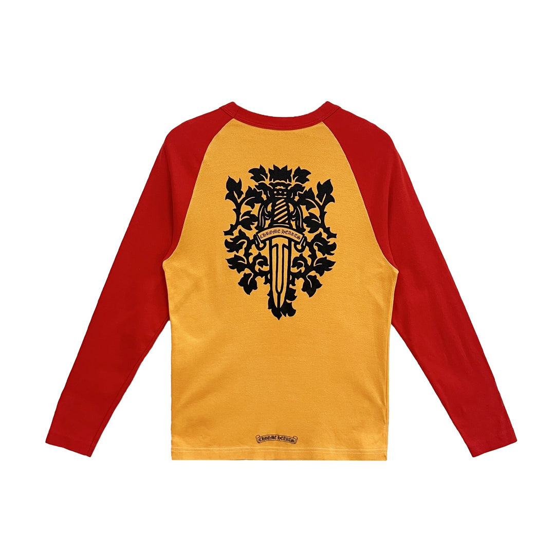 Chrome Hearts Orange & Red Dagger Logo Long Sleeve Tee - SHENGLI ROAD MARKET