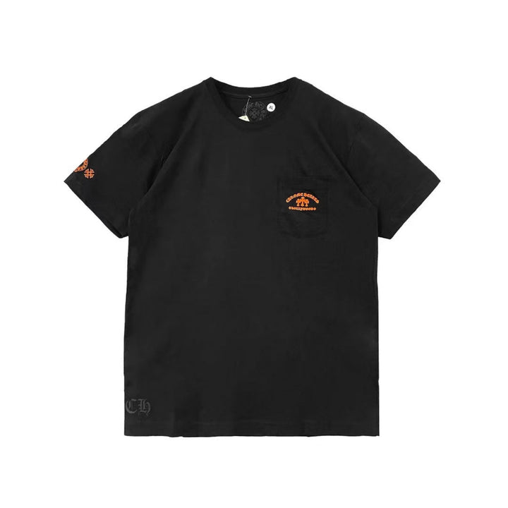 Chrome Hearts Orange Three-Cross Slogan Short Sleeve Tshirt