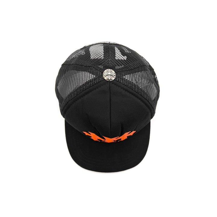 Chrome Hearts Orange Triple Cross Patch Leather Trucker Cap - SHENGLI ROAD MARKET