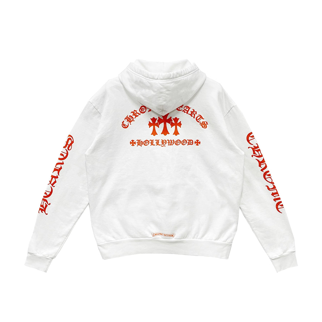 Chrome Hearts Orange Triple Cross Pullover Hoodie - SHENGLI ROAD MARKET