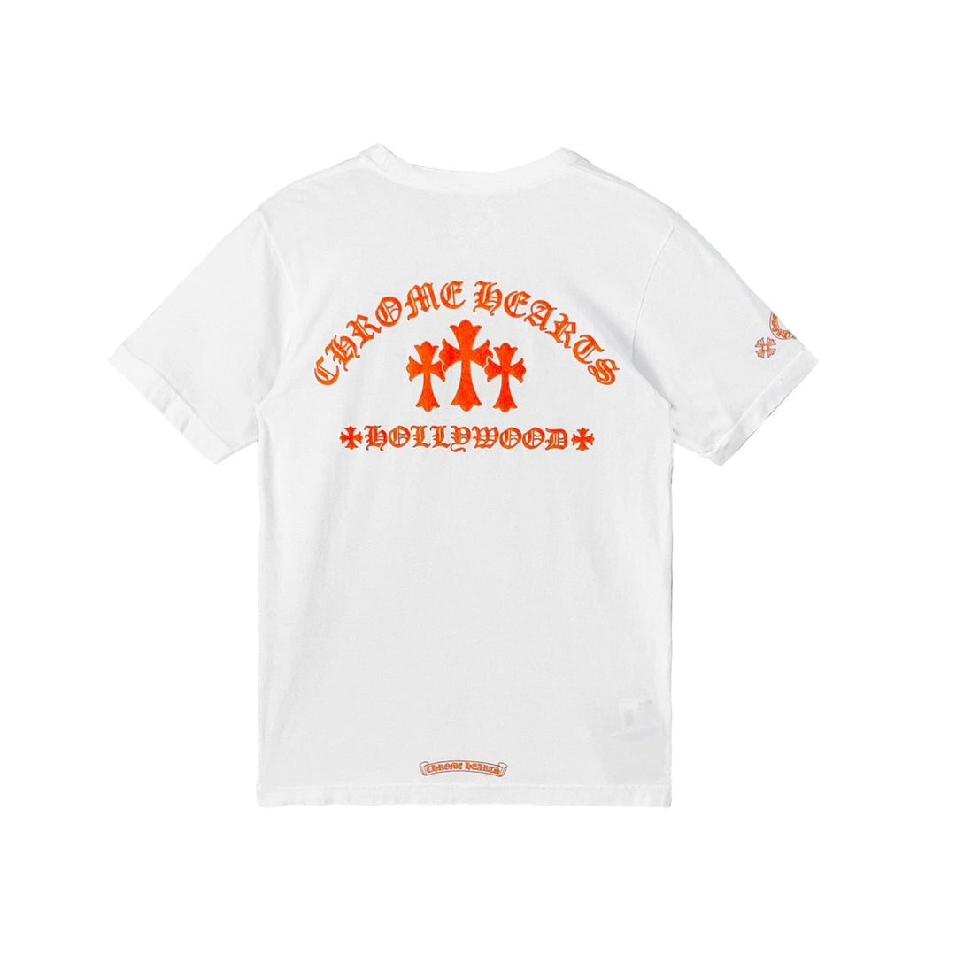 Chrome Hearts Orange Triple Cross Short Sleeve T-Shirt Tee - SHENGLI ROAD MARKET