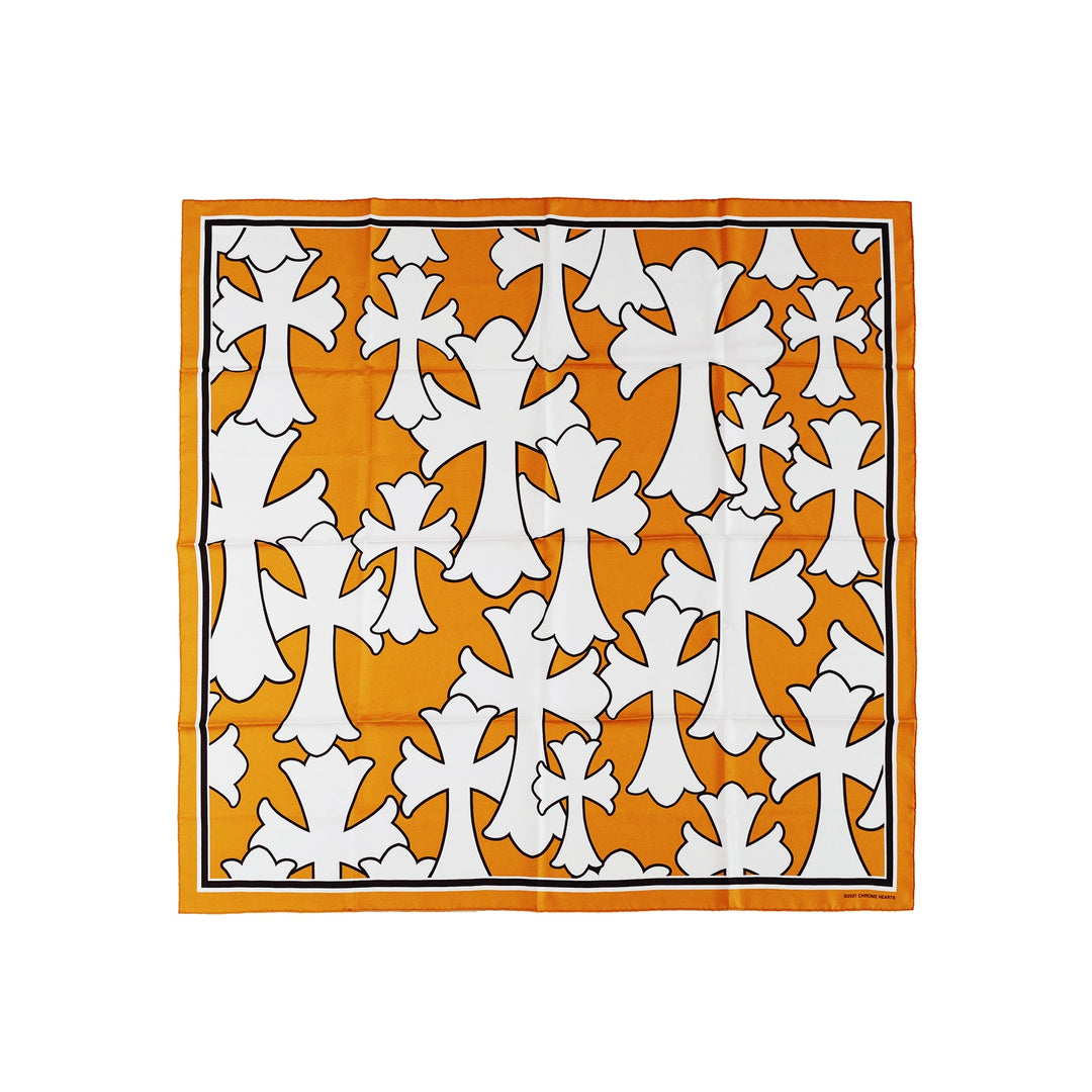 Chrome Hearts Orange & White - Cross Logo Silk Scarf - SHENGLI ROAD MARKET
