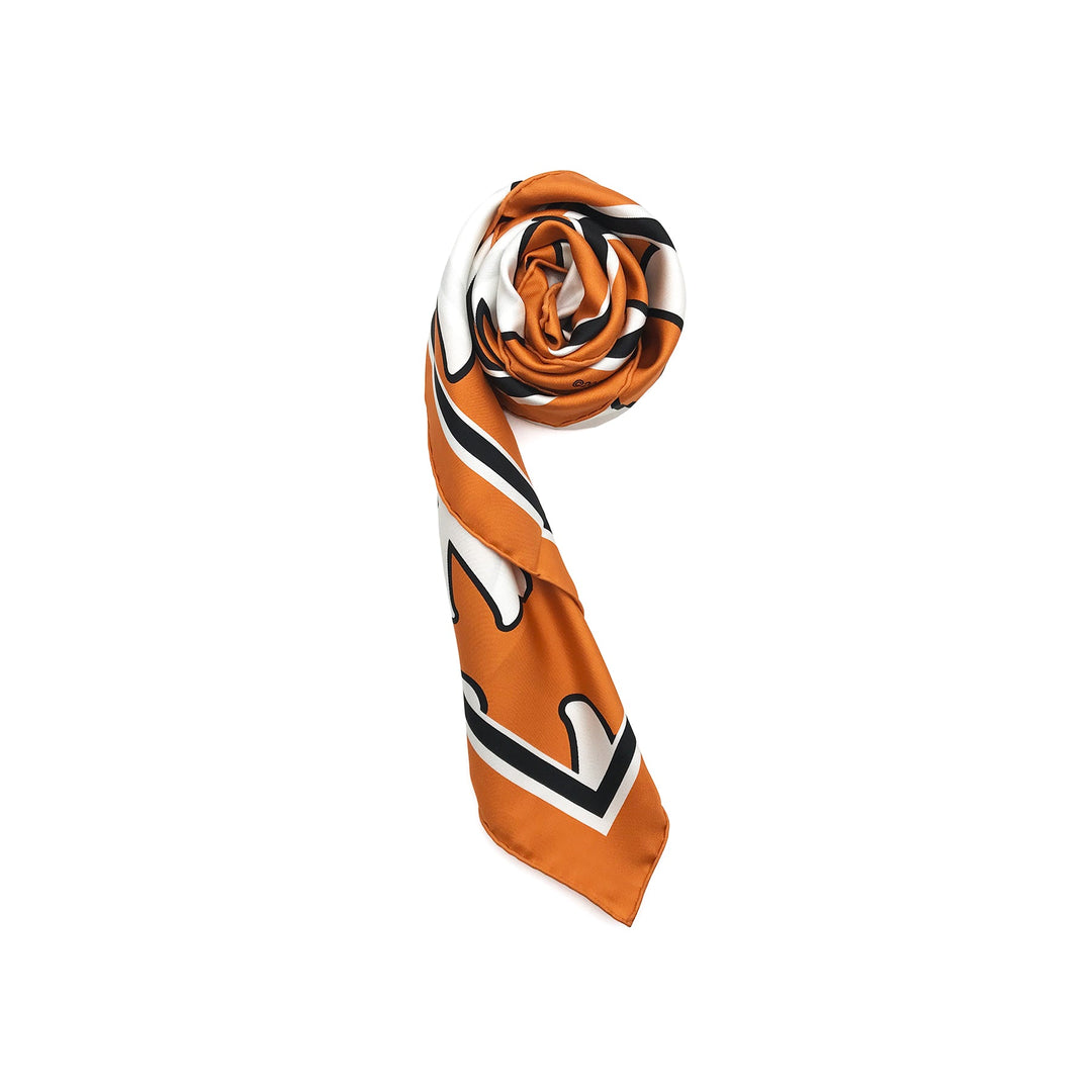 Chrome Hearts Orange & White - Cross Logo Silk Scarf - SHENGLI ROAD MARKET