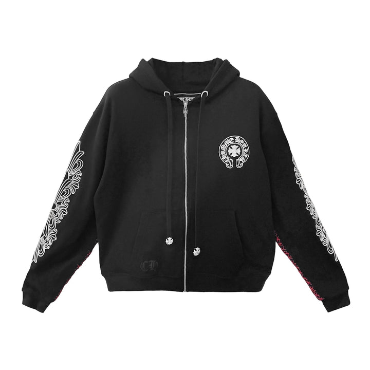 Chrome Hearts Paris Exclusive Beaded Embroidered Horseshoe Zip-Up Hoodie - SHENGLI ROAD MARKET