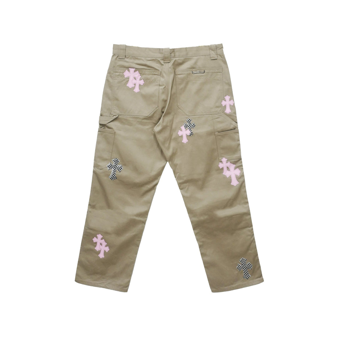 Chrome Hearts Pink Cross Leather Patch Carpenter Pants - SHENGLI ROAD MARKET