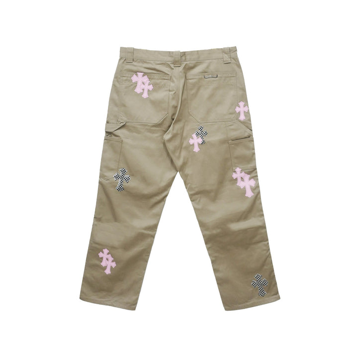 Chrome Hearts Pink Cross Leather Patch Carpenter Pants - SHENGLI ROAD MARKET