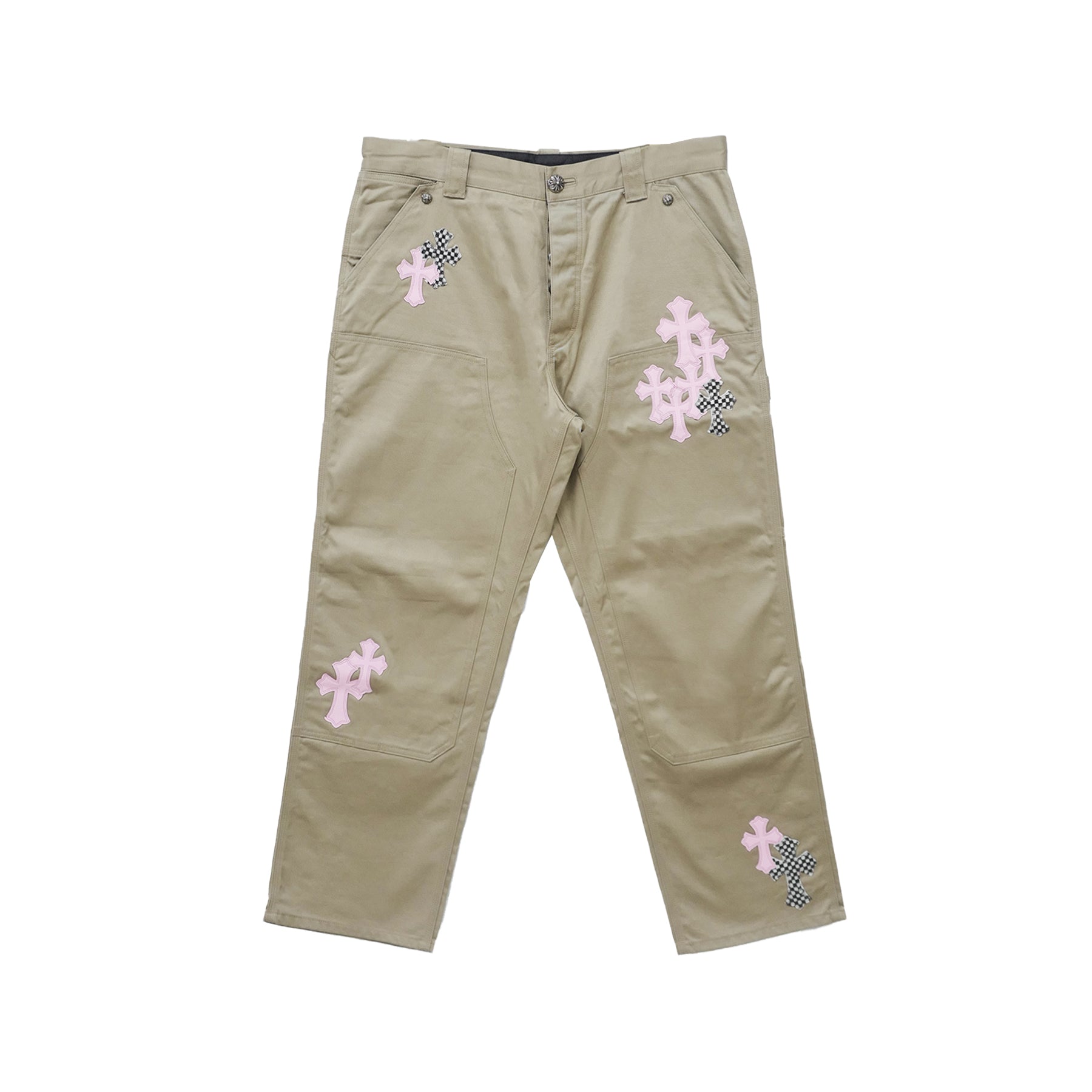Chrome Hearts Pink Cross Leather Patch Carpenter Pants - SRM