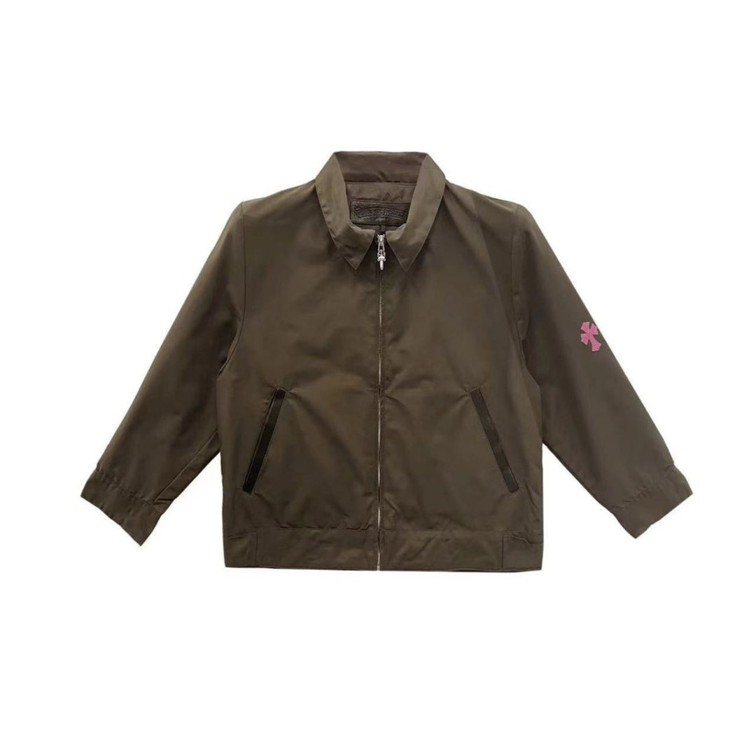 Chrome Hearts Pink Cross Nylon Brown Zip Up Shirt - SHENGLI ROAD MARKET