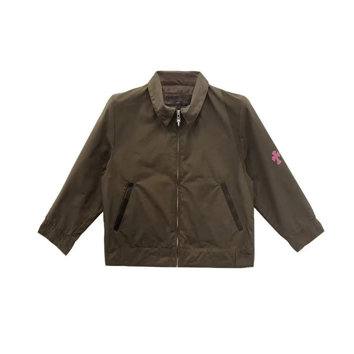 Chrome Hearts Pink Cross Nylon Brown Zip Up Shirt - SHENGLI ROAD MARKET