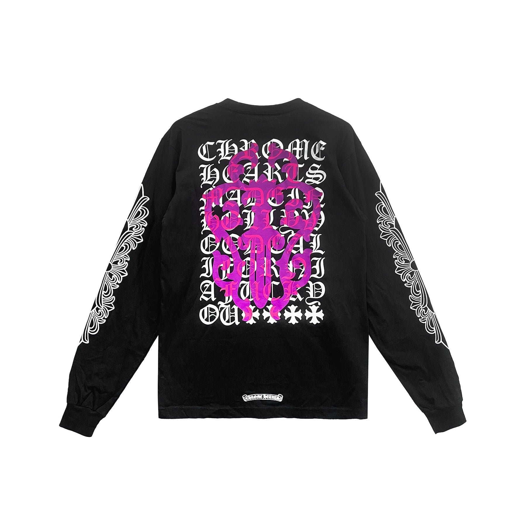 Chrome Hearts Pink Dagger Script Logo Long Sleeves Tee - SRM