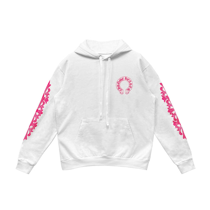 Chrome Hearts Pink Horseshoe Floral Sleeve Pullover Hoodie - SHENGLI ROAD MARKET