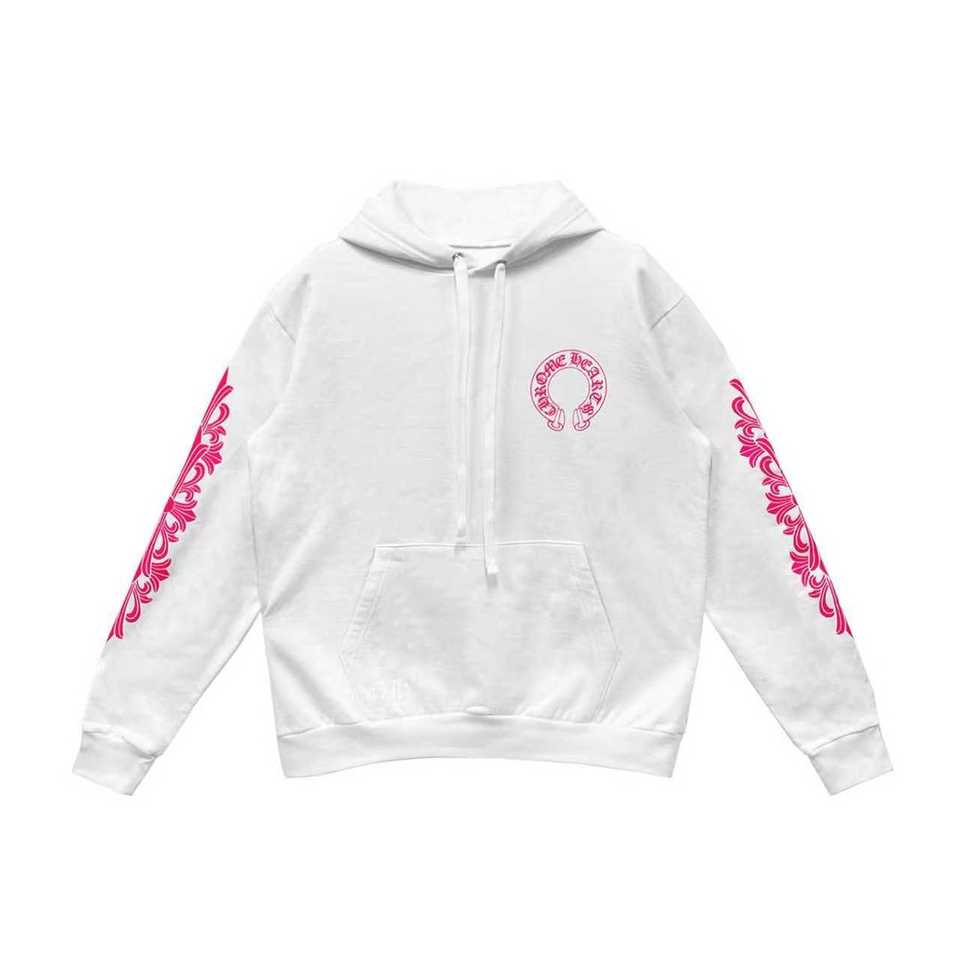 Chrome Hearts Pink Horseshoe Floral Sleeve Pullover Hoodie - SHENGLI ROAD MARKET