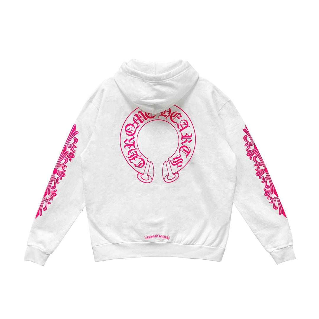 Chrome Hearts Pink Horseshoe Floral Sleeve Pullover Hoodie - SHENGLI ROAD MARKET
