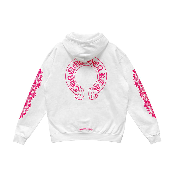 Chrome Hearts Pink Horseshoe Floral Sleeve Pullover Hoodie - SHENGLI ROAD MARKET