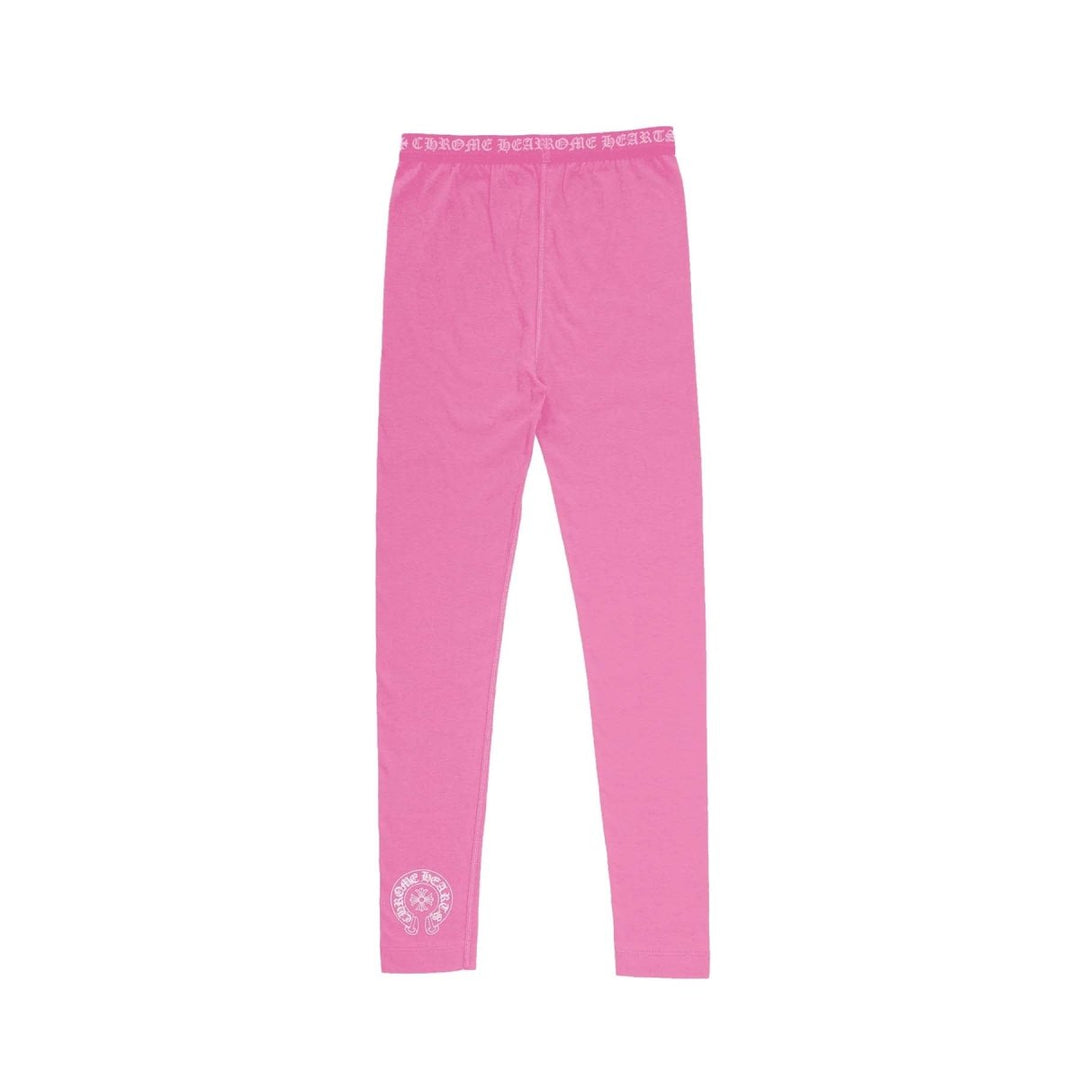 Chrome Hearts Pink Horseshoe Logo Stretch Leggings - SHENGLI ROAD MARKET