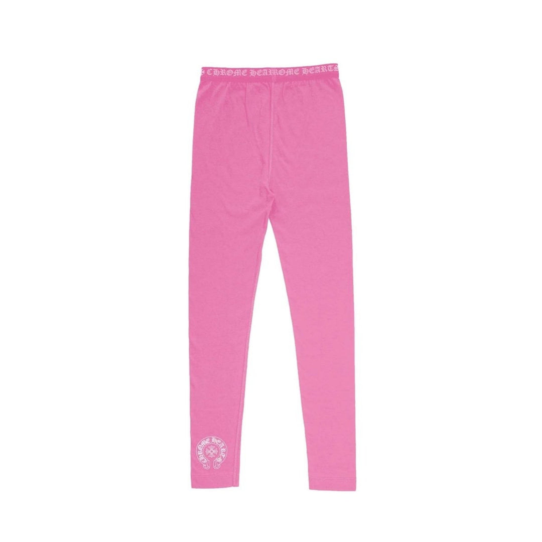 Chrome Hearts Pink Horseshoe Logo Stretch Leggings - SHENGLI ROAD MARKET
