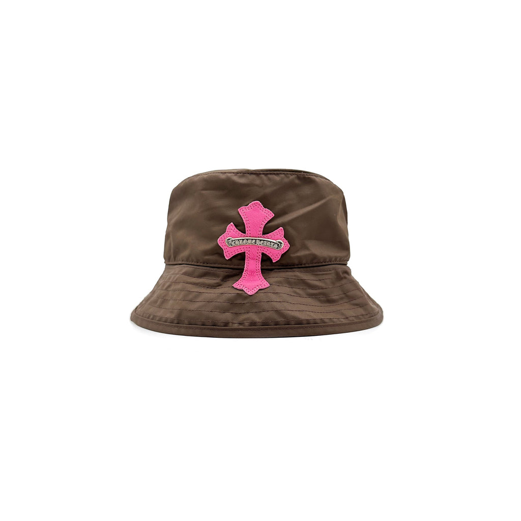 CHROME HEARTS （クロムハーツ） レザークロスパッチ バケットハット Chrome Hearts ピンクレザークロスパッチブラウンバケットハット -SRM