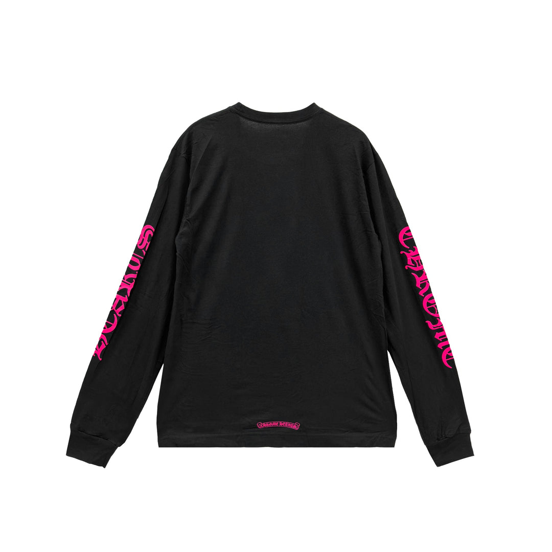 Chrome Hearts Pink Neck Logo Long Sleeve T-Shirt Tee - SHENGLI ROAD MARKET