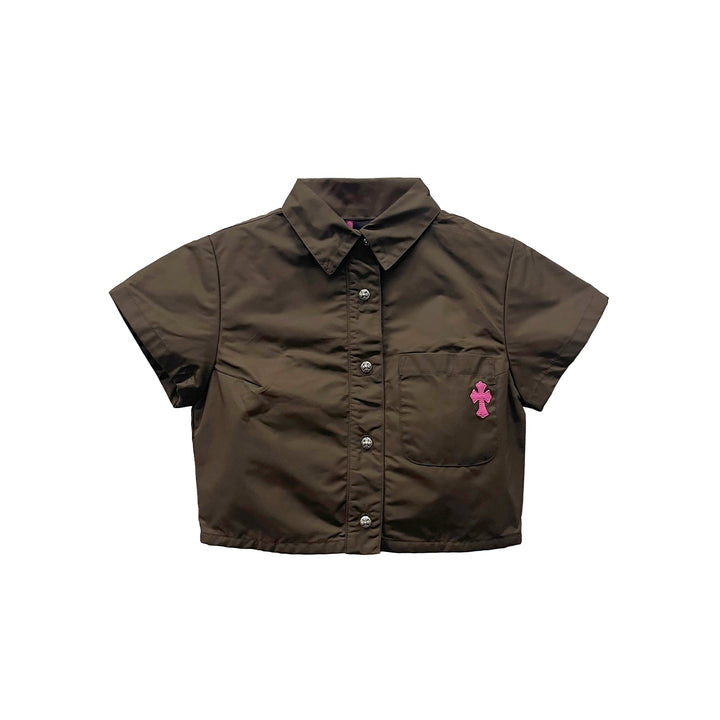 Chrome Hearts Pink Patch Nylon Brown Short Sleeve Shirt - SHENGLI ROAD MARKET