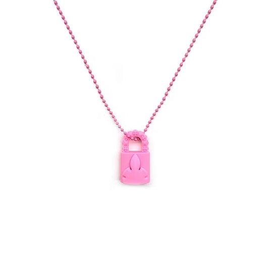 Chrome Hearts Pink Resin Lock Pendant Ball Chain Necklace - SHENGLI ROAD MARKET