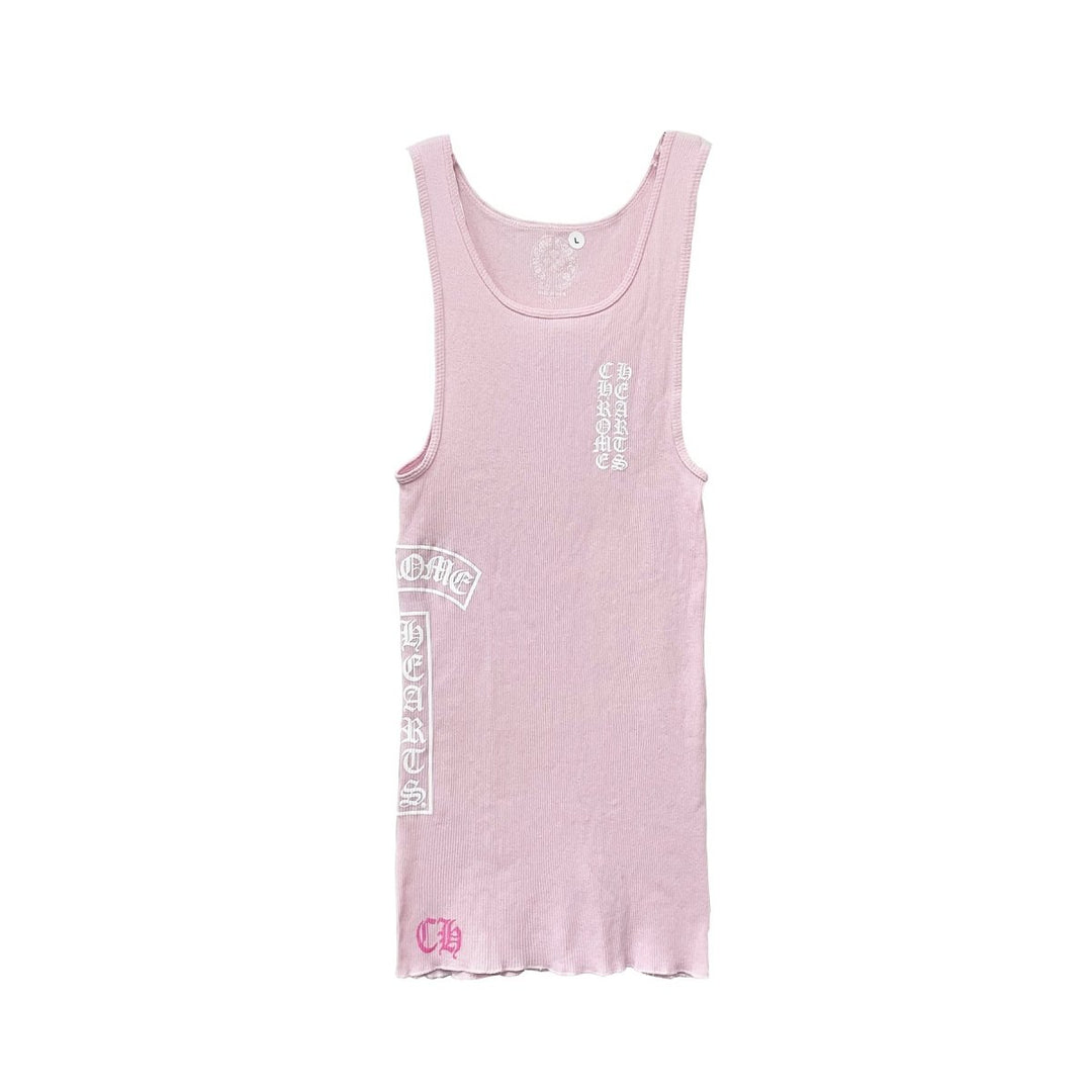 Chrome Hearts Pink T-Bar Script Logo Tank Top - SHENGLI ROAD MARKET