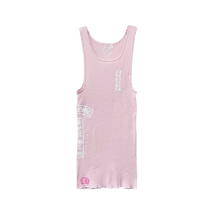 Chrome Hearts Pink T-Bar Script Logo Tank Top - SHENGLI ROAD MARKET