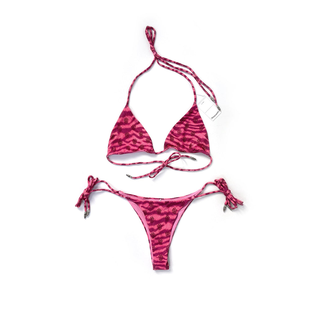 Chrome Hearts Pink Dipped in Blue Tiger Print Dagger Bikini Set