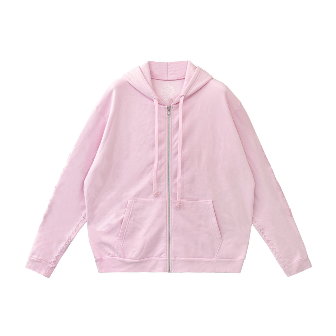 Chrome Hearts Pink Vine Dagger Beaded Zip Up Hoodie - SHENGLI ROAD MARKET