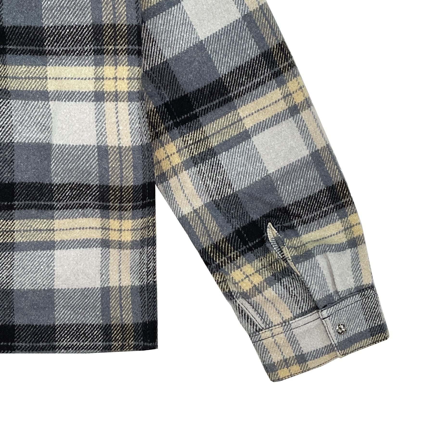 Chrome Hearts Plaid Flannel Fur Collar Zip Up Jacket - SRM