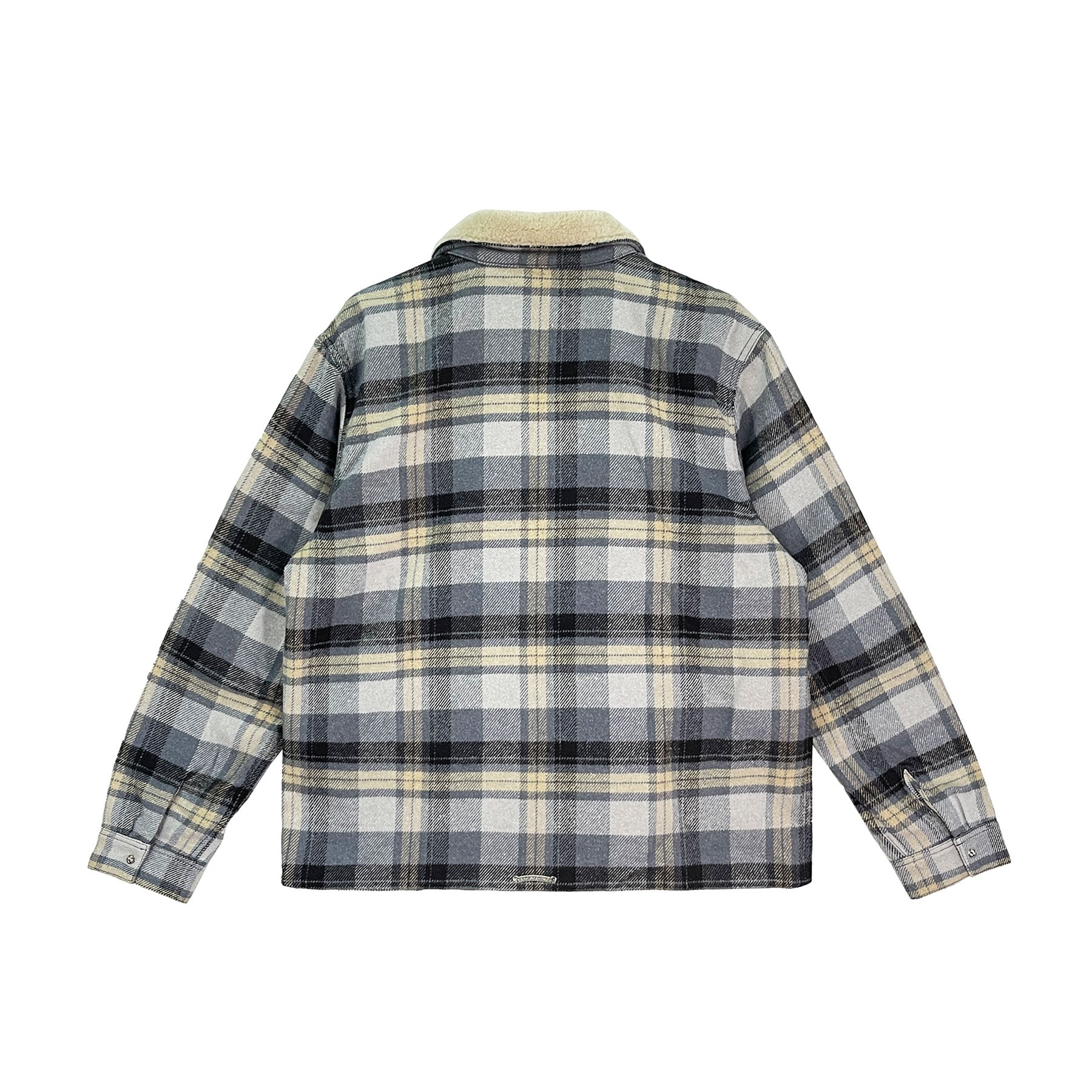 Chrome Hearts Plaid Flannel Fur Collar Zip Up Jacket - SRM