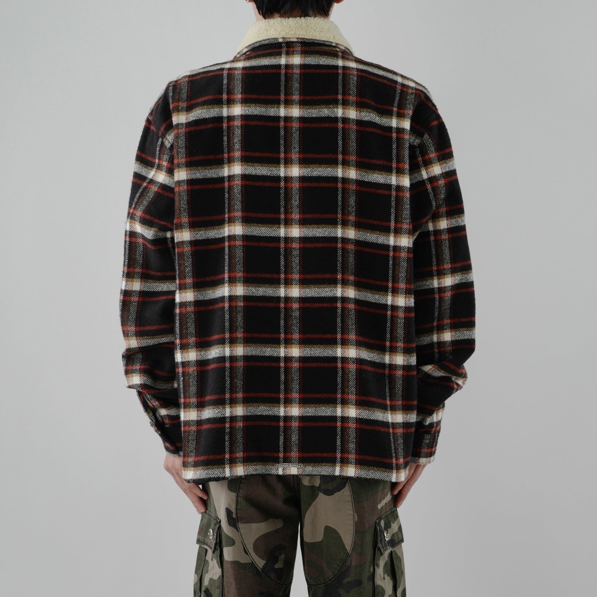 Chrome Hearts Plaid Flannel Fur Collar Zip Up Jacket - SHENGLI ROAD MARKET