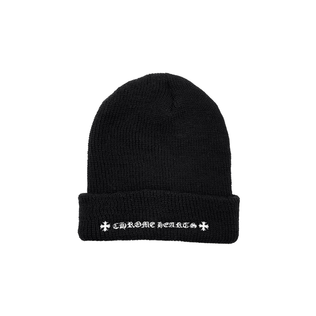 Chrome Hearts Plus Cross Embroidered Wool Knit Black Beanie - SHENGLI ROAD MARKET