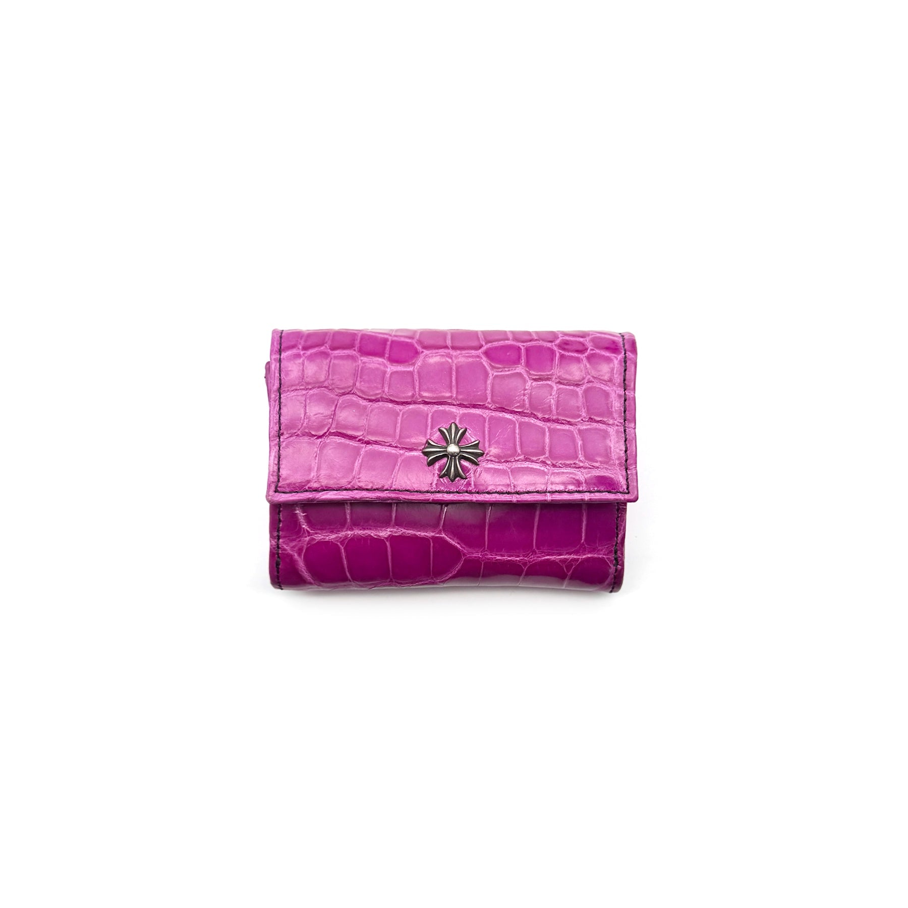Chrome Hearts Purple Alligator Skin Silver Plus Cross Folded