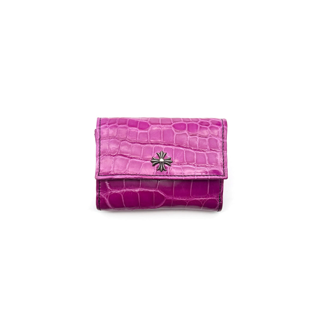 Chrome Hearts Purple Alligator Skin Silver Plus Cross Folded Cardholder - SHENGLI ROAD MARKET