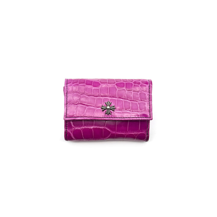 Chrome Hearts Purple Alligator Skin Silver Plus Cross Folded Cardholder - SHENGLI ROAD MARKET