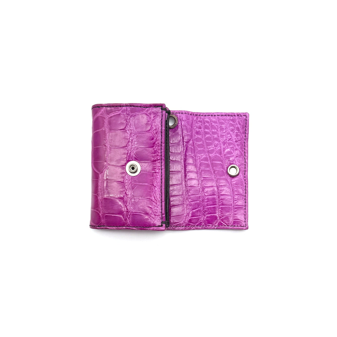 Chrome Hearts Purple Alligator Skin Silver Plus Cross Folded Cardholder - SHENGLI ROAD MARKET