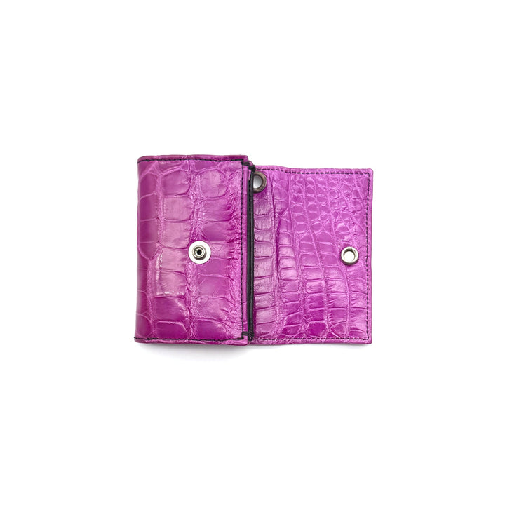 Chrome Hearts Purple Alligator Skin Silver Plus Cross Folded Cardholder - SHENGLI ROAD MARKET