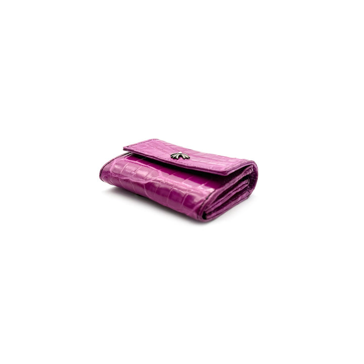 Chrome Hearts Purple Alligator Skin Silver Plus Cross Folded Cardholder - SHENGLI ROAD MARKET