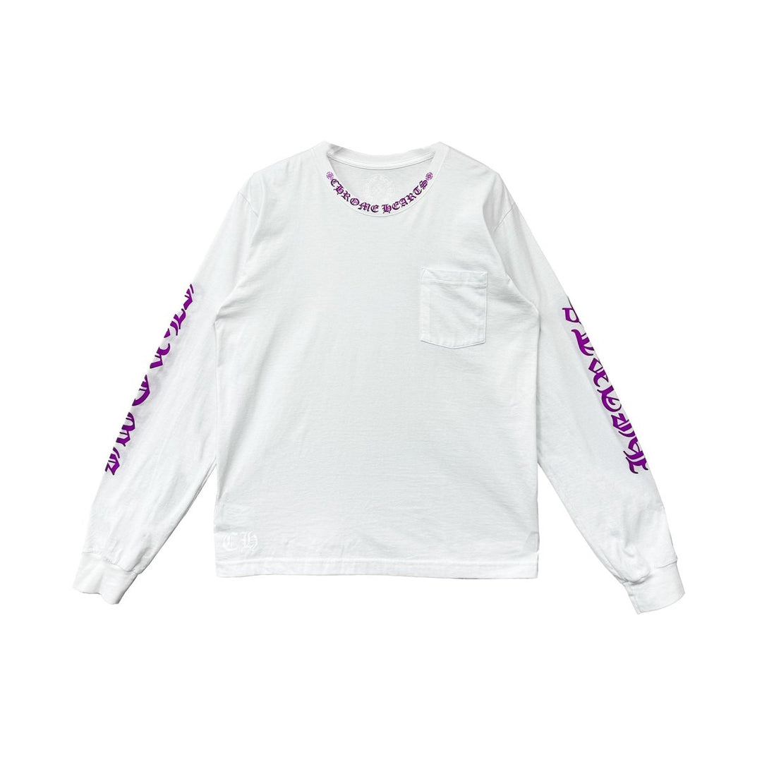 Chrome Hearts Purple Letter Collar Rune Long Sleeve Tee - SHENGLI ROAD MARKET