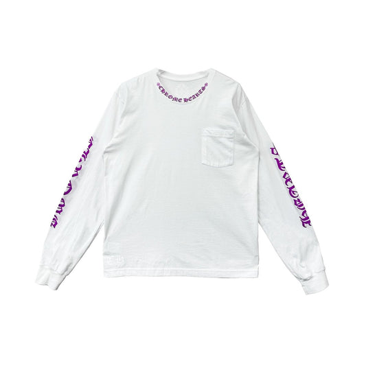 Chrome Hearts Purple Letter Collar Rune Long Sleeve Tee - SHENGLI ROAD MARKET