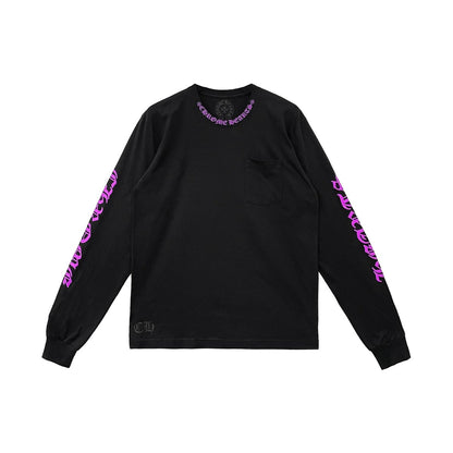 Chrome Hearts Purple Letter Collar Rune Long Sleeve Tee - SHENGLI ROAD MARKET