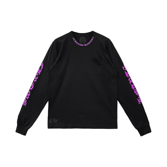 Chrome Hearts Purple Letter Collar Rune Long Sleeve Tee - SHENGLI ROAD MARKET