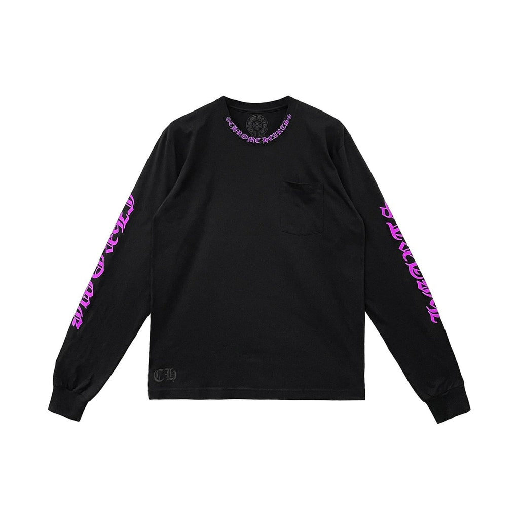 Chrome Hearts Purple Letter Collar Rune Long Sleeve Tee -SRM Chrome Hearts Purple Letter Collar Rune Long Sleeve Tee -SRM