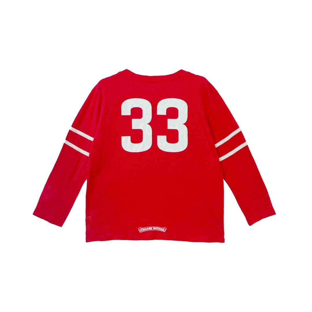 Chrome Hearts Red 33 Horseshoe Logo Long Sleeve Tee - SHENGLI ROAD MARKET