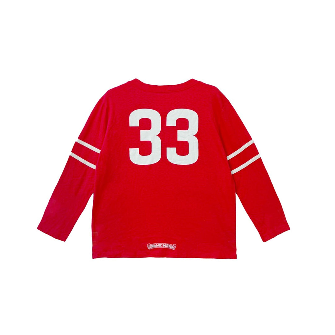 Chrome Hearts Red 33 Horseshoe Logo Long Sleeve Tee - SHENGLI ROAD MARKET