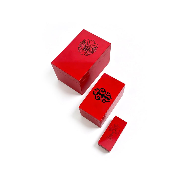 Chrome Hearts Red Acrylic Decorative Box Set Of 3 - SHENGLI ROAD MARKET