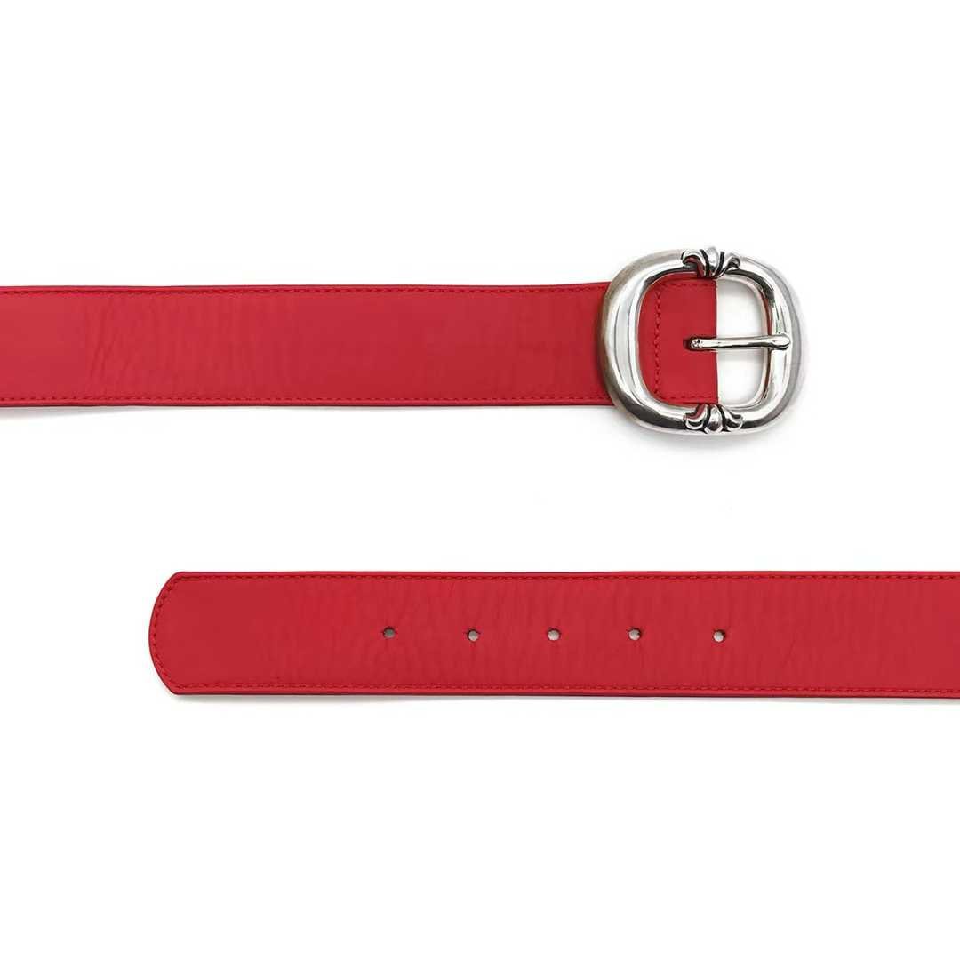 Chrome Hearts Red Gunslinger Belt with Silver Buckle - SHENGLI ROAD MARKET